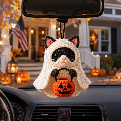 🎃 Halloween SALE 70% OFF 👻 Handmade Crochet Ghost Car Charm