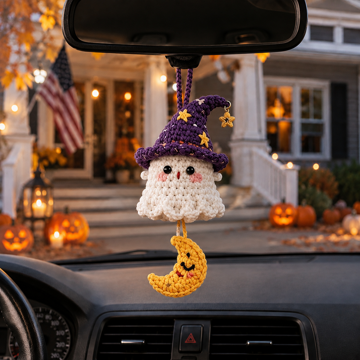 🎃 Halloween SALE 70% OFF 👻 Handmade Crochet Ghost Car Charm