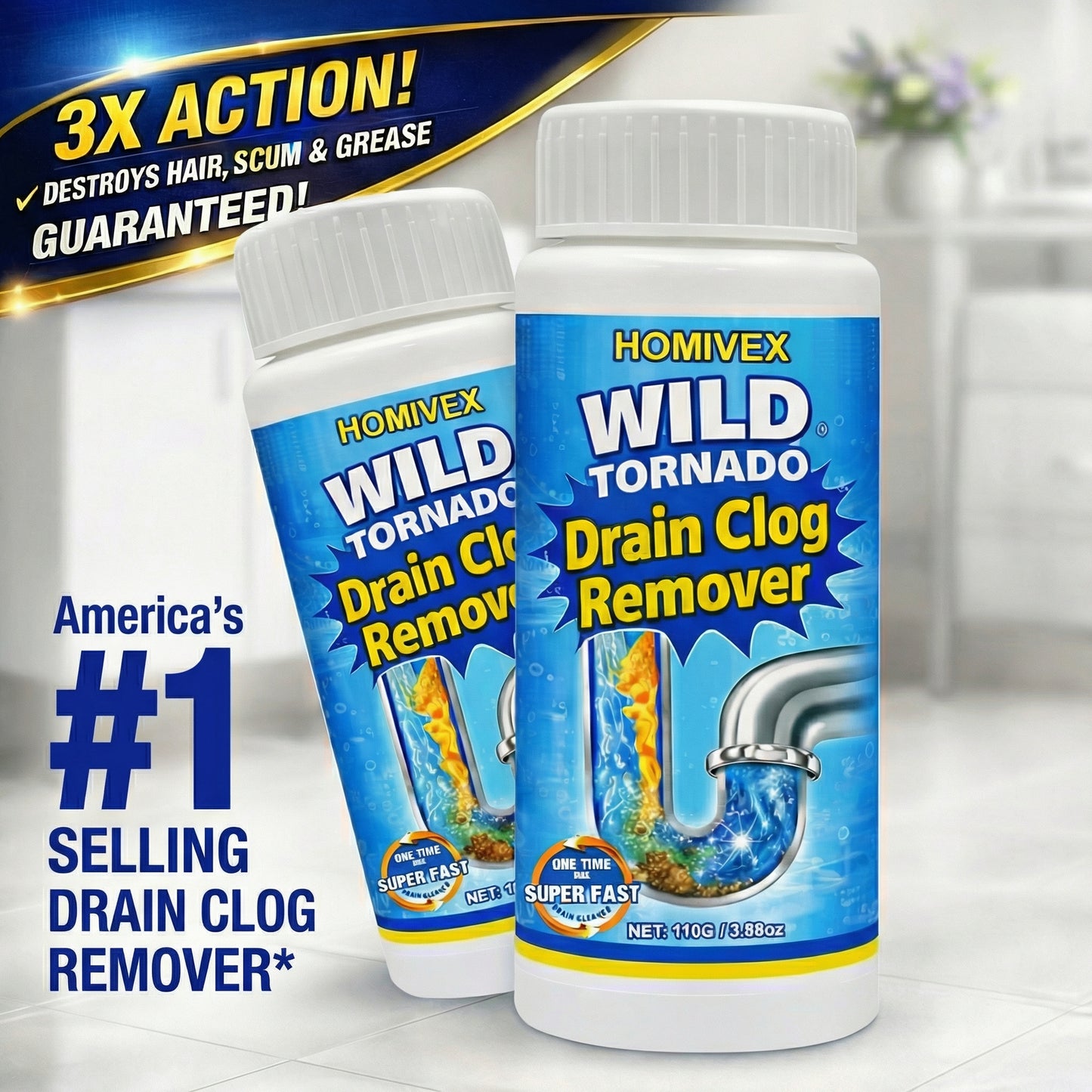 🔥 Hot Sale 70% OFF 🔥 Homivex Wild Tornado Drain Clog Remover