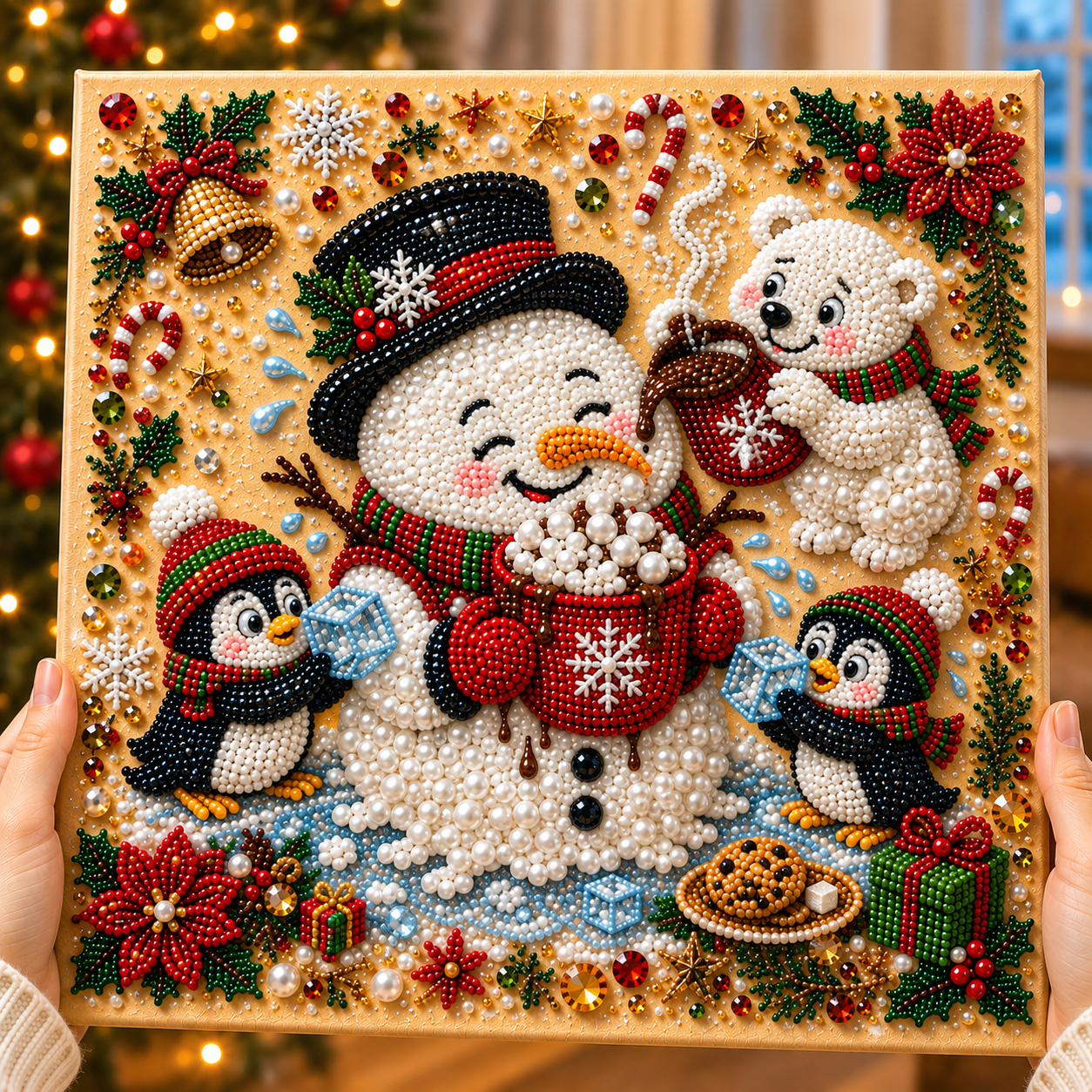 🔥 CHRISTMAS PRE-SALE 70% OFF 🔥 Funny Christmas DIY Diamond Pearl Art Kit - 3D Beaded Craft & Holiday Decor