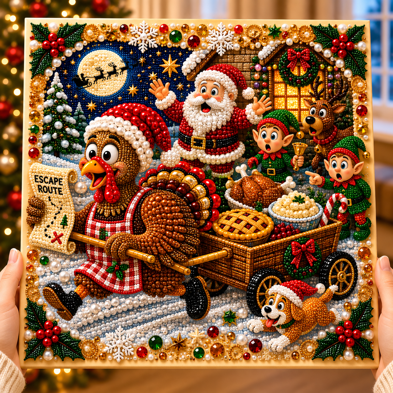 🔥 CHRISTMAS PRE-SALE 70% OFF 🔥 Funny Christmas DIY Diamond Pearl Art Kit - 3D Beaded Craft & Holiday Decor