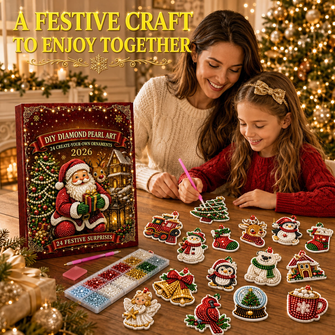🔥 XMAS DEAL ALERT  70% OFF🔥 2026 Christmas DIY Advent Calendar Pearl Art Kit – Hanging Christmas Decorations & Holiday Decor