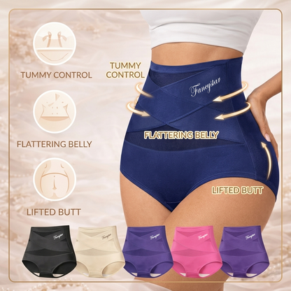 Limited 70% OFF ✨ Plus-Size High-Waist Cross Tummy Control Shaping Panties
