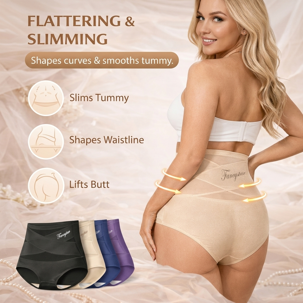 Limited 70% OFF ✨ Plus-Size High-Waist Cross Tummy Control Shaping Panties