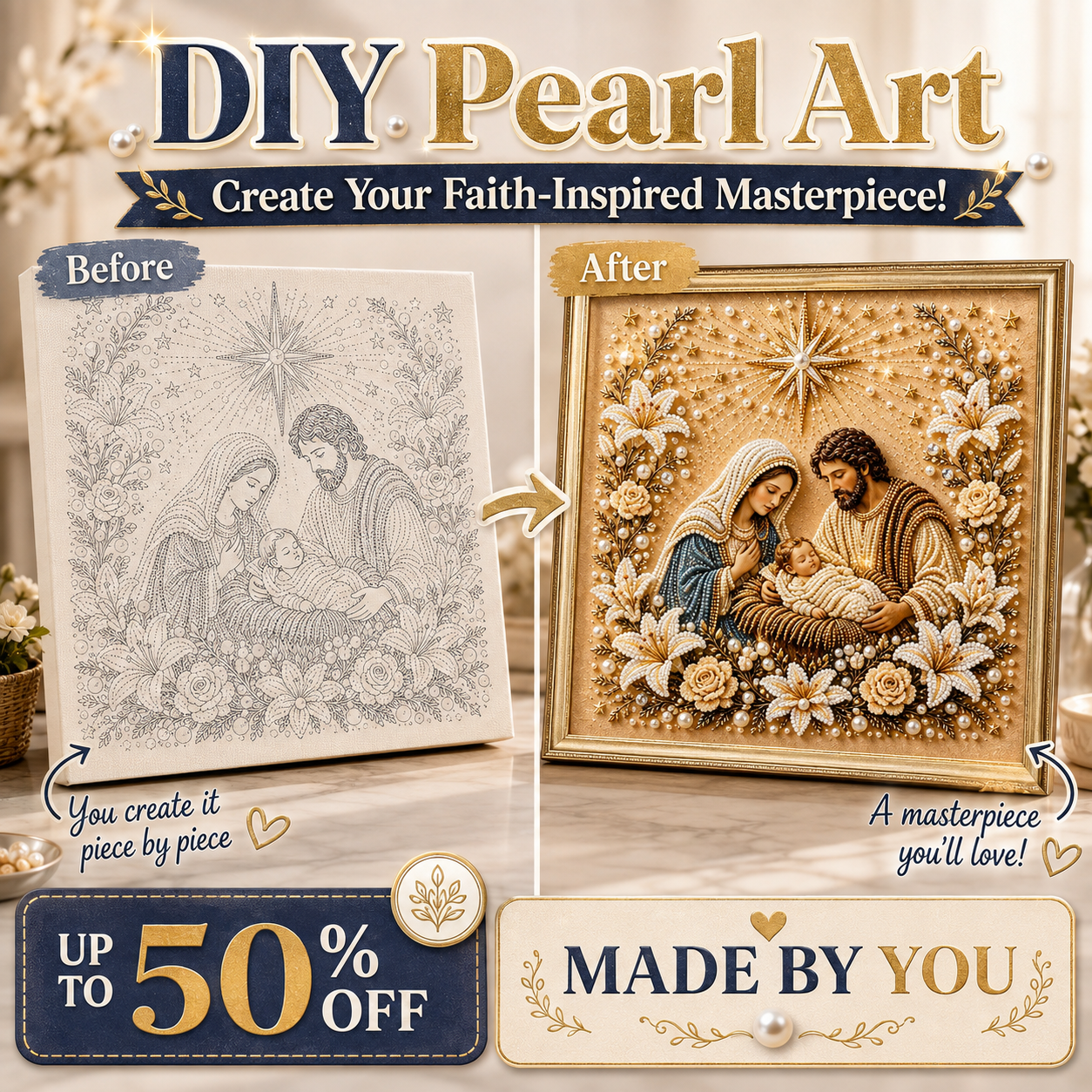 HOLIDAY SALE - 50% OFF 🎄 Jesus Nativity DIY Pearl Painting Art