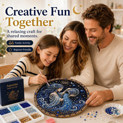 🔥 HOLIDAY SALE 70% OFF ♈ Premium 3D Pearl 12 Zodiac Signs Art Kit | Luxury Flocked Canvas with Fade-Resistant Pearl Beads ♈🌙