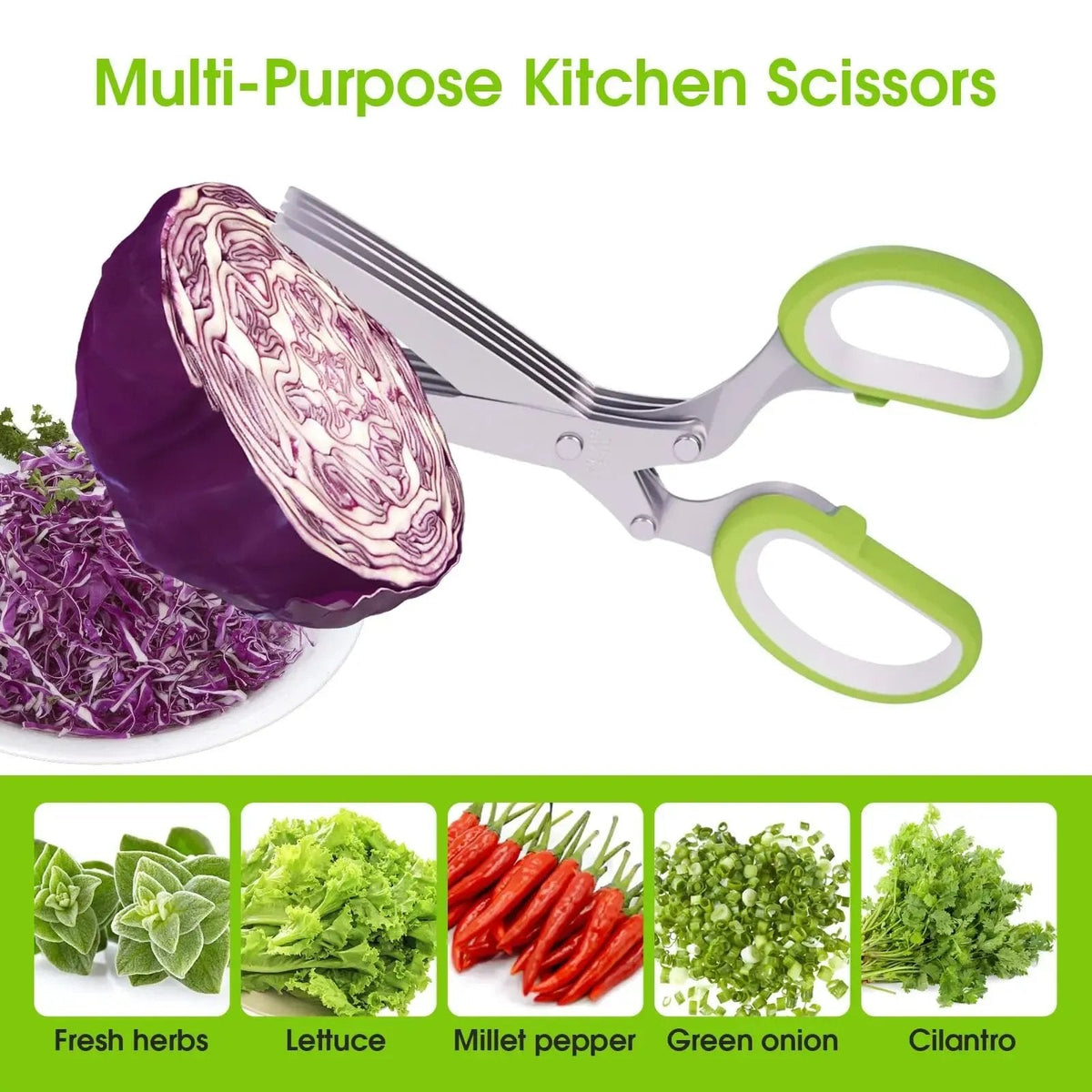 (Limited) ✂️ QuickCut™ 5-Blade Stainless Steel Multipurpose Kitchen Scissors