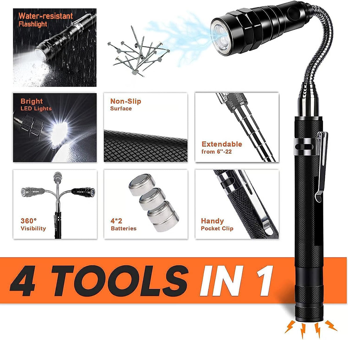 🦯LIMITED-TIME 50% OFF!🔧4-in-1 Adjustable Flashlight and Pickup Tool 💡