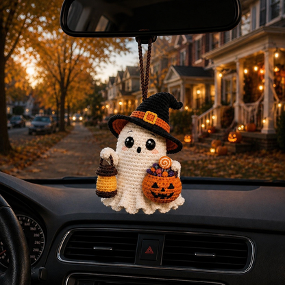 🎃 Halloween SALE 70% OFF 👻 Handmade Crochet Ghost Car Charm