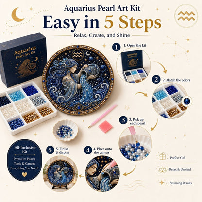 🔥 HOLIDAY SALE 70% OFF ♈ Premium 3D Pearl 12 Zodiac Signs Art Kit | Luxury Flocked Canvas with Fade-Resistant Pearl Beads ♈🌙