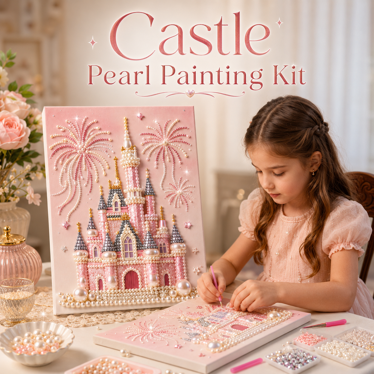 HOLIDAY SALE - 50% OFF 🎄 3D Castle DIY Pearl Painting Art Kit
