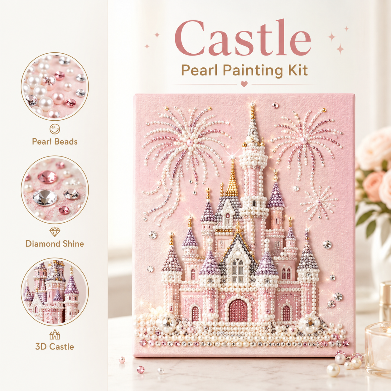 HOLIDAY SALE - 50% OFF 🎄 3D Castle DIY Pearl Painting Art Kit