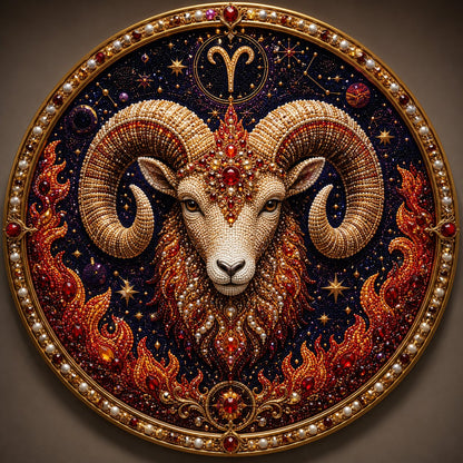 🔥 HOLIDAY SALE 70% OFF ♈ Premium 3D Pearl 12 Zodiac Signs Art Kit | Luxury Flocked Canvas with Fade-Resistant Pearl Beads ♈🌙