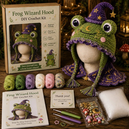 ❄️ EARLY CHRISTMAS SALE 70% OFF 🧶 Animal Hood Hat DIY Crochet Kit for Beginners 🐸
