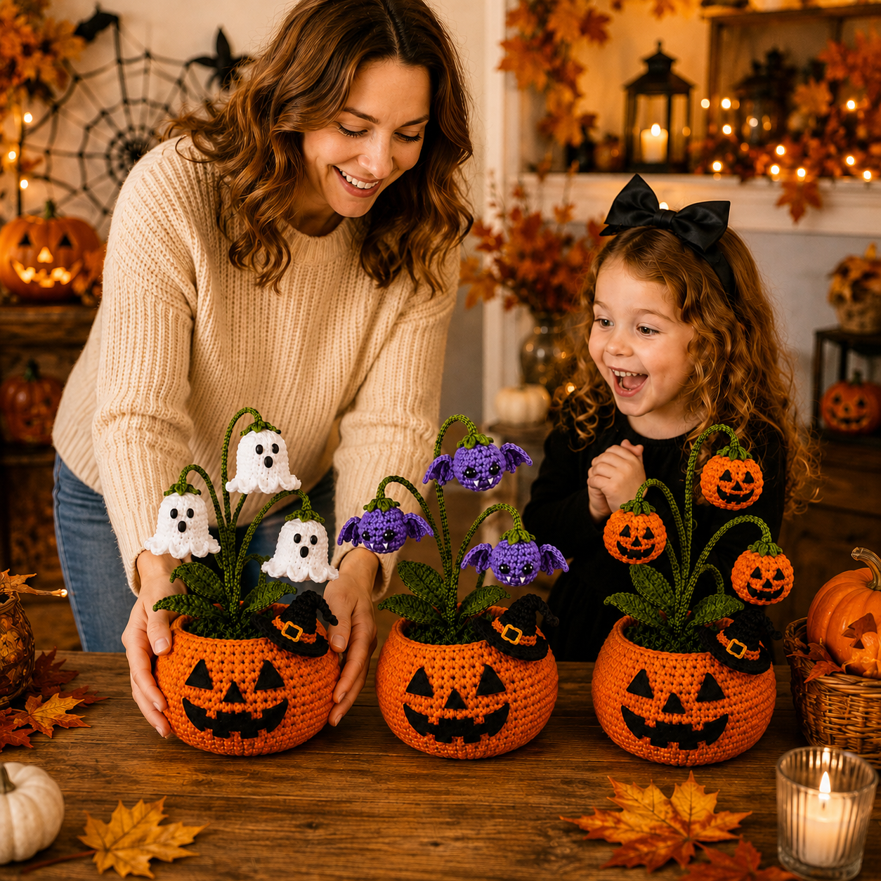 🎃 Halloween SALE 70% OFF 👻 Handmade Crochet Spooky Pumpkin Pot