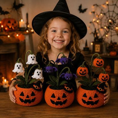 🎃 Halloween SALE 70% OFF 👻 Handmade Crochet Spooky Pumpkin Pot