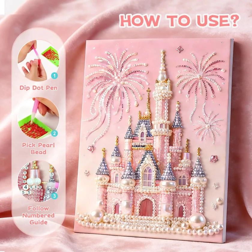 HOLIDAY SALE - 50% OFF 🎄 3D Castle DIY Pearl Painting Art Kit