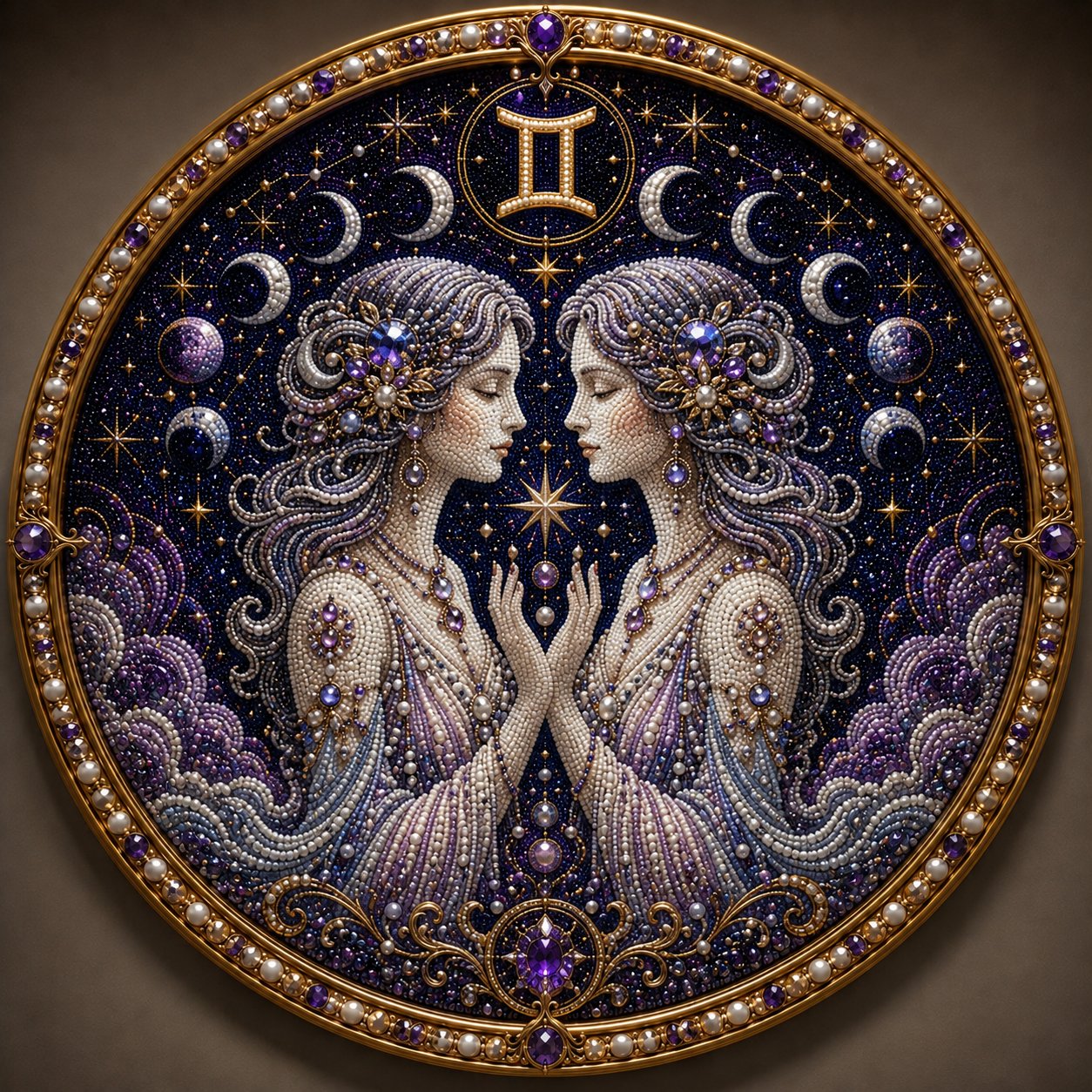 🔥 HOLIDAY SALE 70% OFF ♈ Premium 3D Pearl 12 Zodiac Signs Art Kit | Luxury Flocked Canvas with Fade-Resistant Pearl Beads ♈🌙