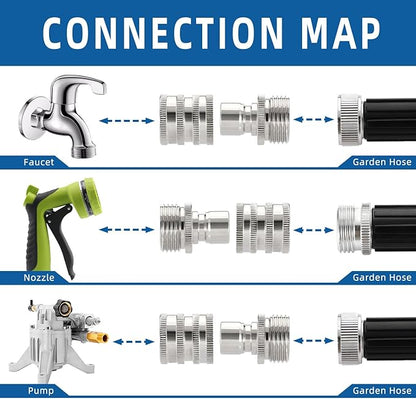 🔥 LAST DAY 49% OFF 💧 Stainless Steel Garden Hose Quick Connect Fittings Set