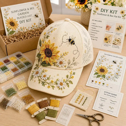 🐦🌸 Premium Hummingbird Garden Beaded Hat DIY Kit | DIY Handmade Floral Cap Decor 🌿✨