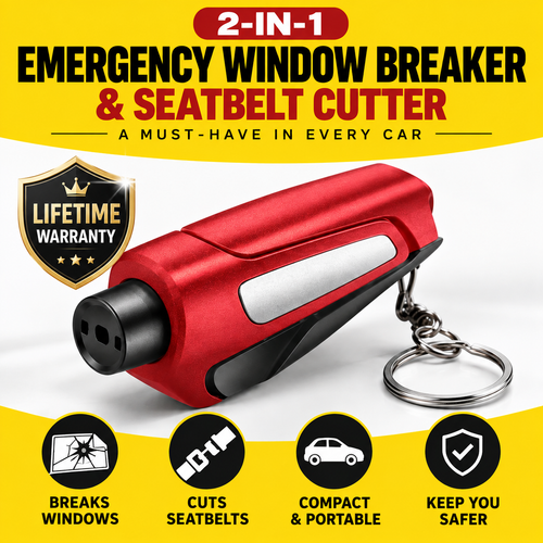 🔥 LAST DAY – 50% OFF 🔥 2-in-1 Car Emergency Window Breaker & Seatbelt Cutter