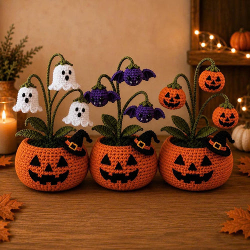 🎃 Halloween SALE 70% OFF 👻 Handmade Crochet Spooky Pumpkin Pot