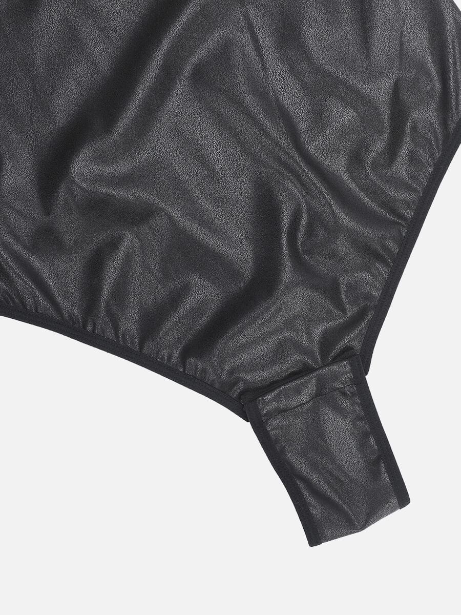 Faux Leather Sexy Tummy Control Bodysuit