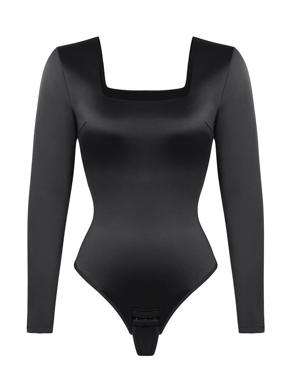 Long Sleeve Shaping Thong Bodysuit