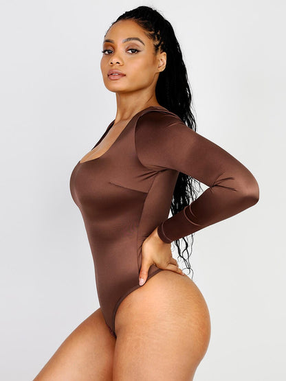 Long Sleeve Shaping Thong Bodysuit