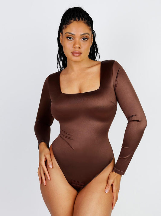 Long Sleeve Shaping Thong Bodysuit