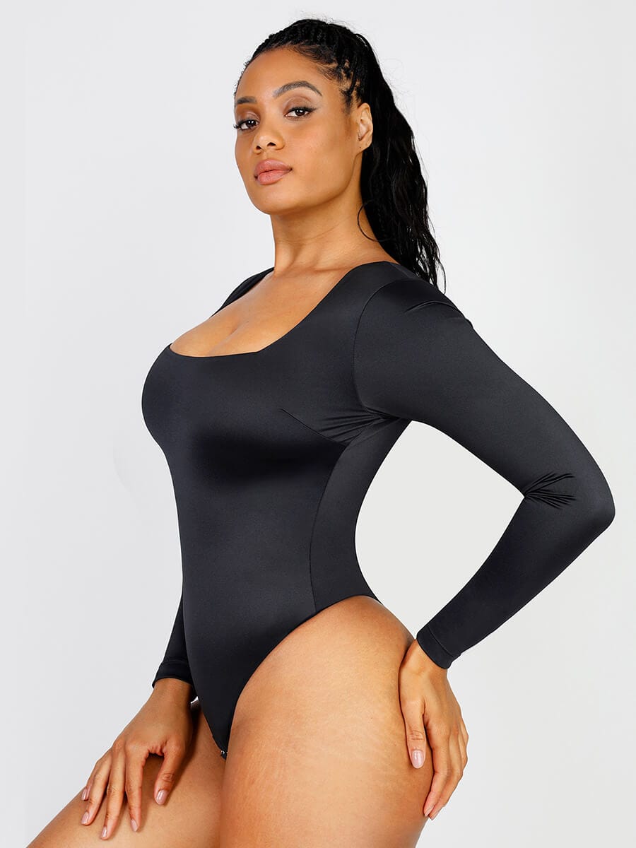 Long Sleeve Shaping Thong Bodysuit